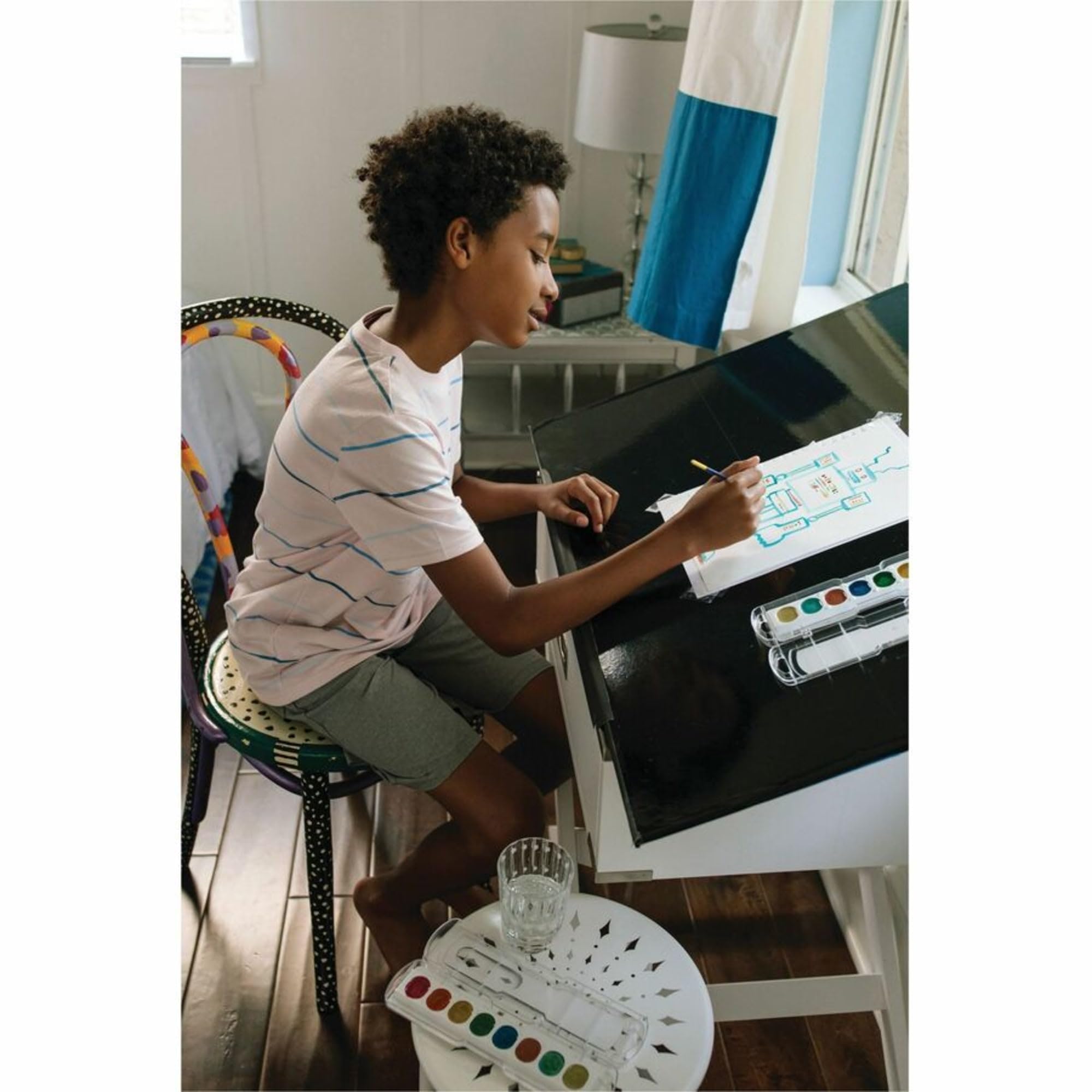 Prang Classroom Master Pack- Watercolor Paint Sets, 12 Each: 8-Color Basic Sets, 8-Color Glitter Sets, 8-Color Metallic Sets, 36 Sets Total (80519), Black,Blue,Dark Blue,Green,Orange,Silver,Turquoise, 36 Piece Set - Image 6