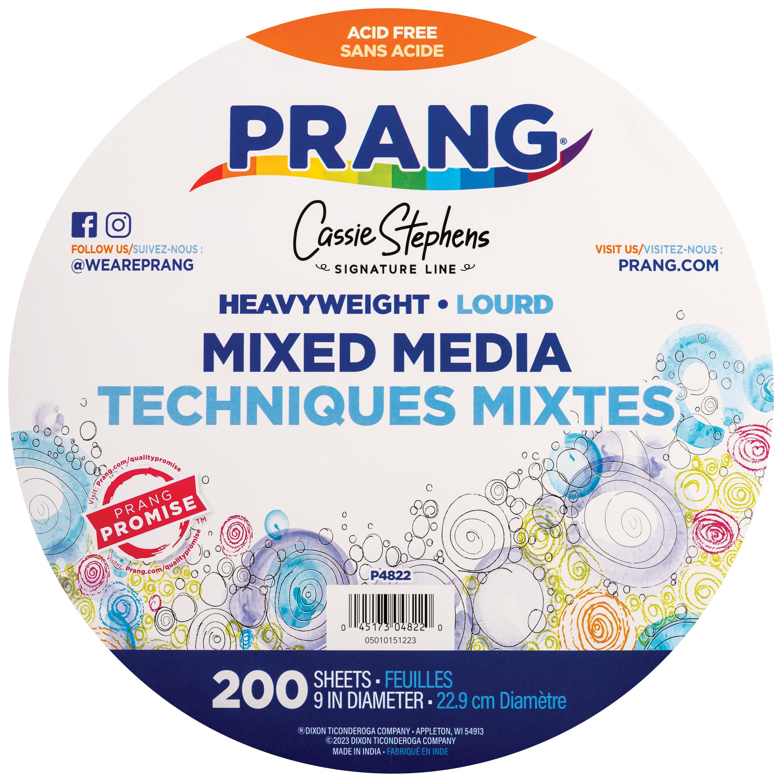 Prang PAC4822 Heavyweight Mixed Media Paper Circles, 9" Diameter, White, Created by America's Art Teacher Cassie Stephens, 200 Sheets/Pack - Image 5
