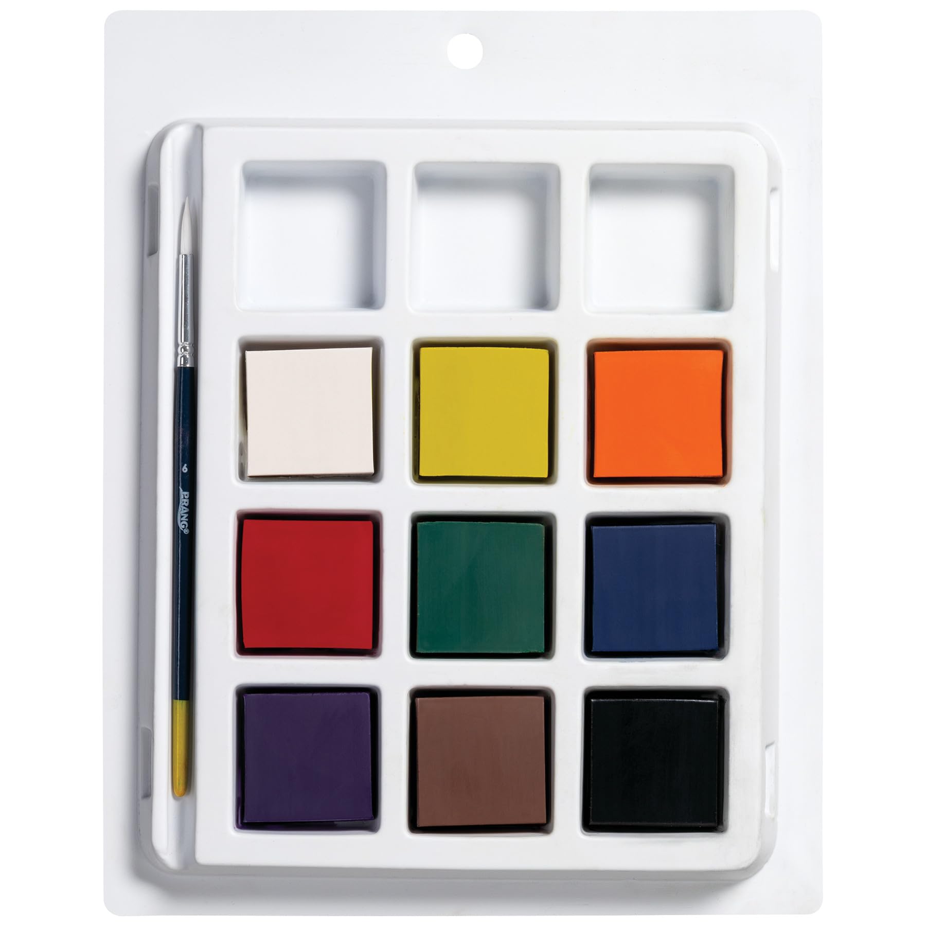 Prang Tempera Cake Set With Brush, 9 Assorted Colors, 1 Count - Image 3