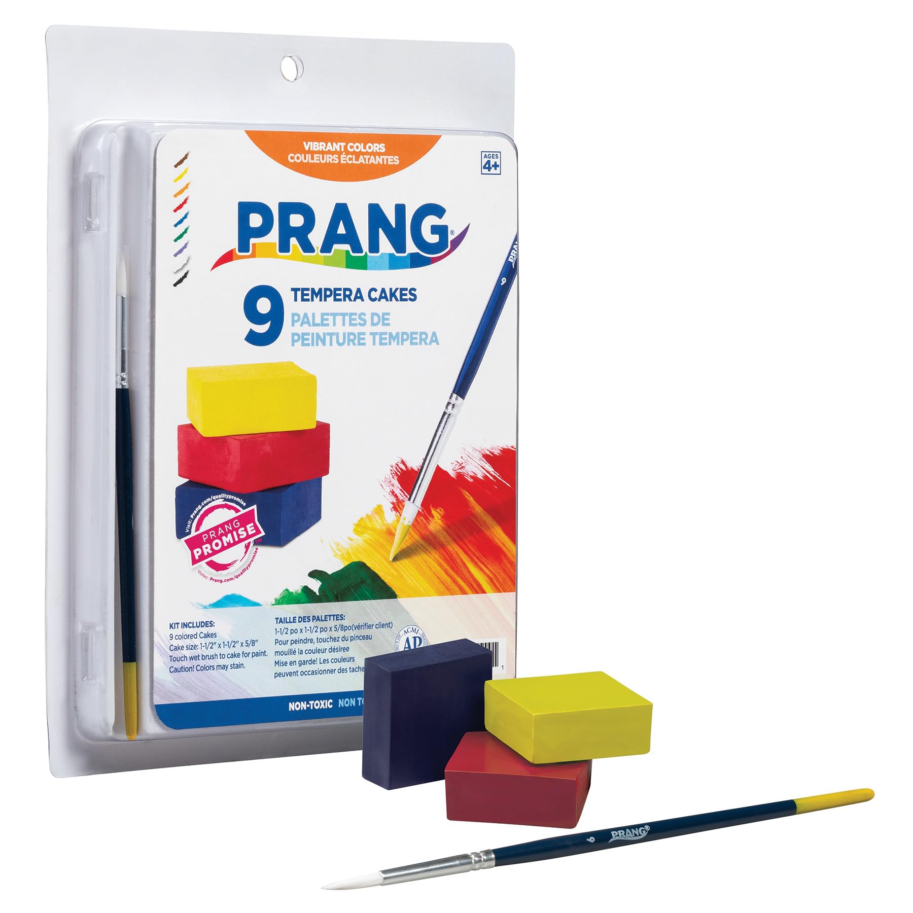 Prang Tempera Cake Set With Brush, 9 Assorted Colors, 1 Count - Image 4