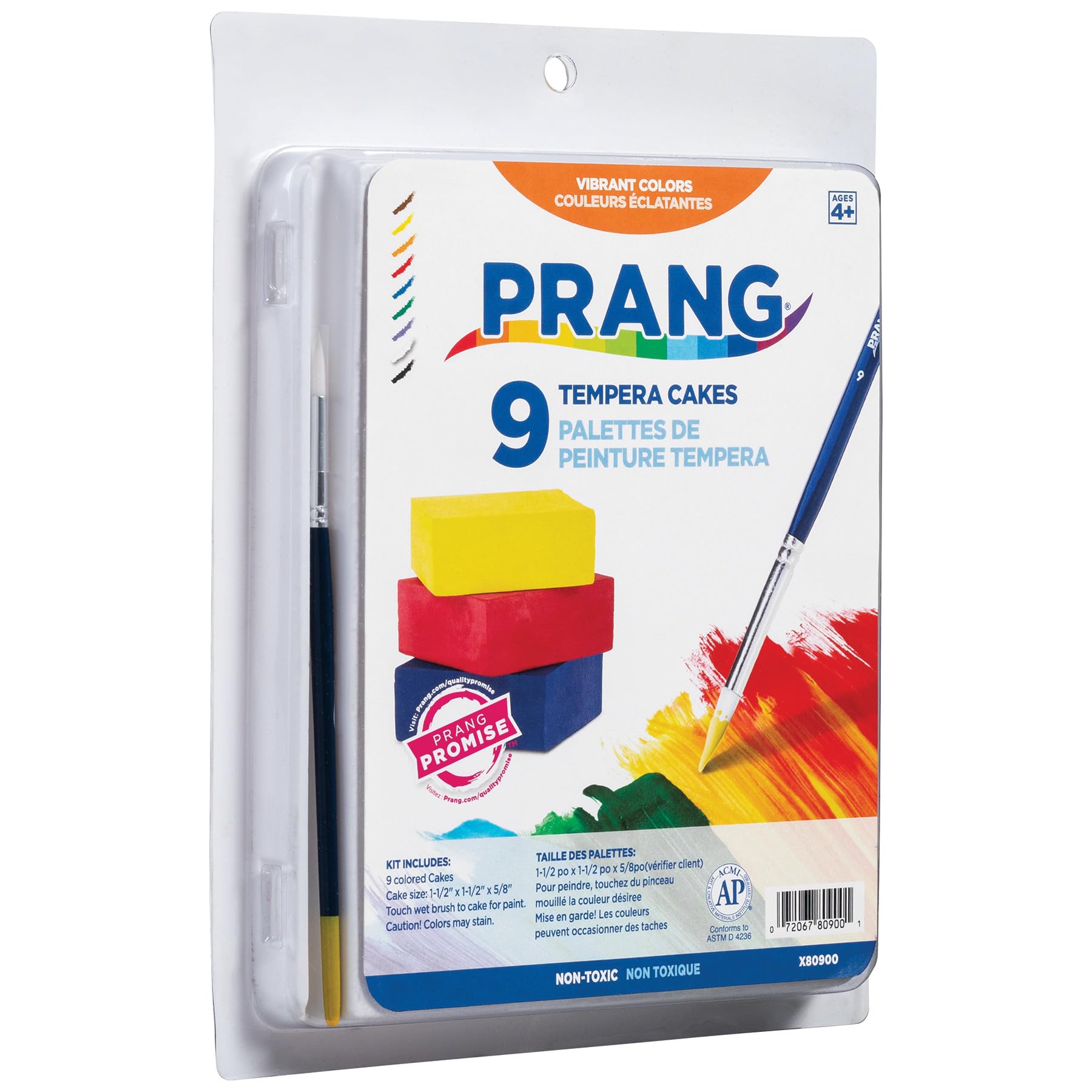 Prang Tempera Cake Set With Brush, 9 Assorted Colors, 1 Count - Image 5