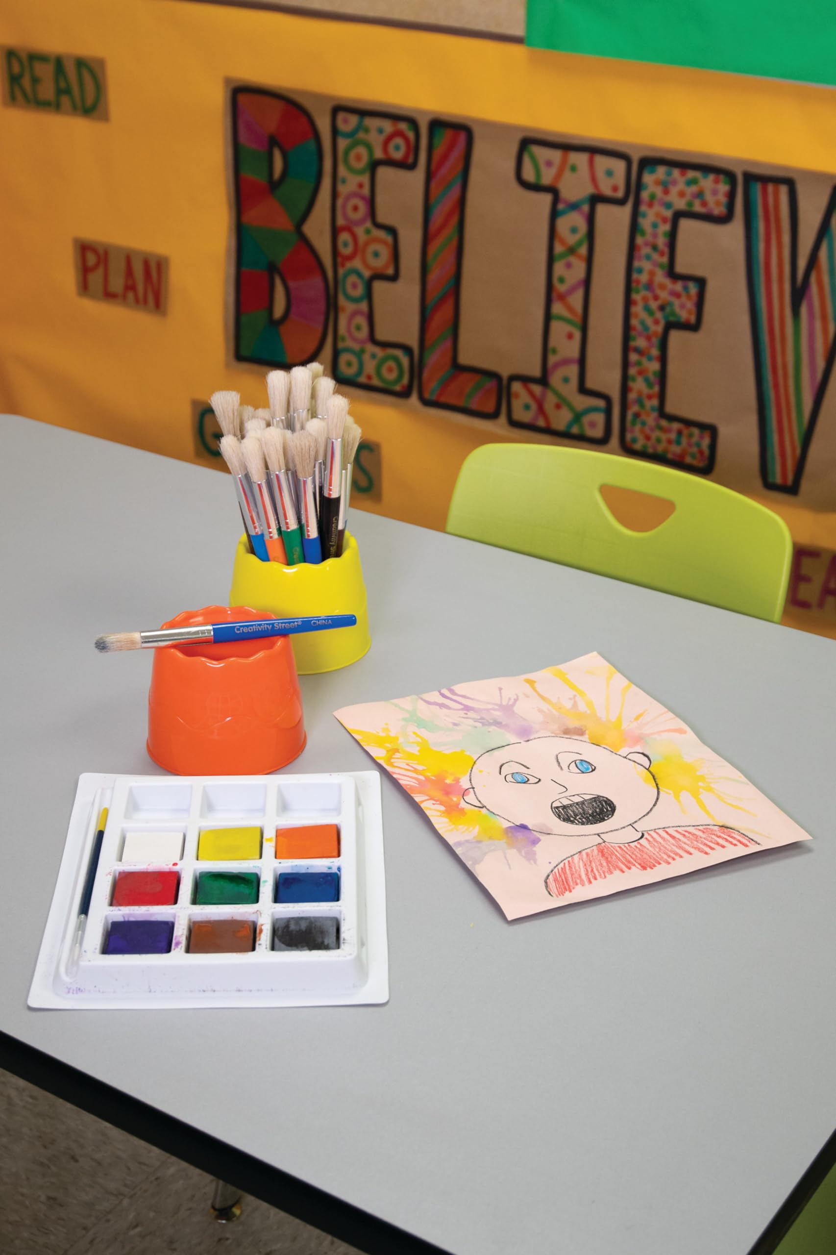 Prang Tempera Cake Set With Brush, 9 Assorted Colors, 1 Count - Image 7